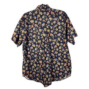 Gary Nesse Vintage Fly Fishing Hook Print Short Sleeve Button Shirt Size Large